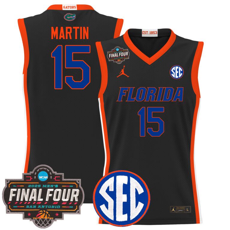 Men Florida Gators #15 Martin black 2025 Final Four Patch NCAA Jersey